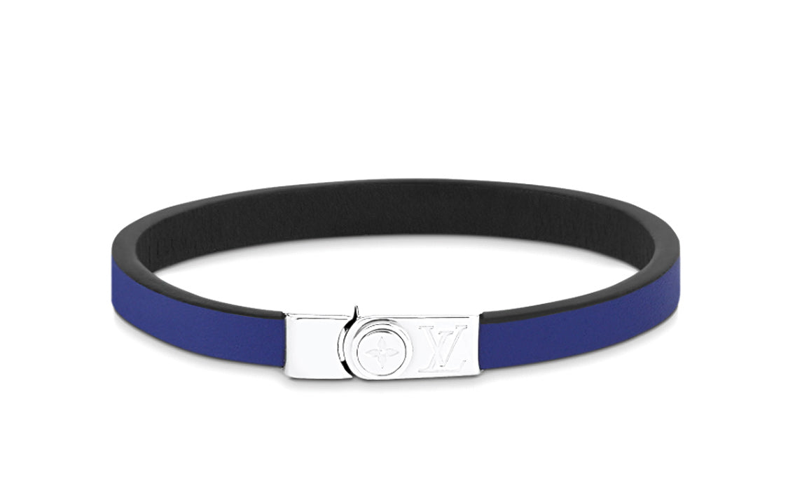 LOUIS VUITTON Cow Leather Wristband Men's Blue