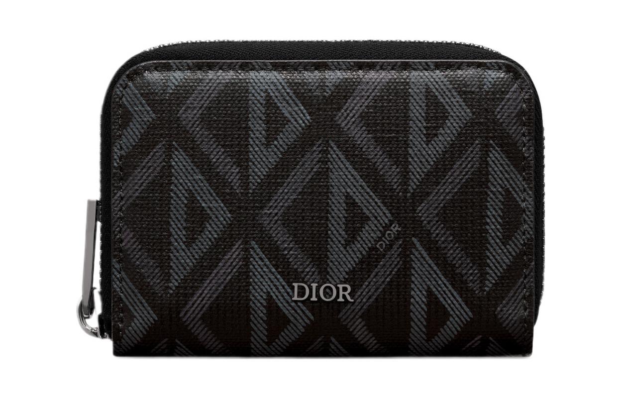 DIOR Diamond Canvas Card Holder Men's Black