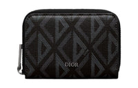 DIOR Diamond Canvas Card Holder Men's Black