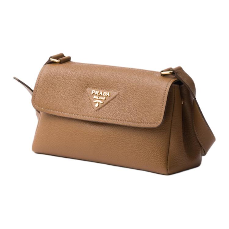 PRADA Calfskin Shoulder Bag Small Size Women's Caramel