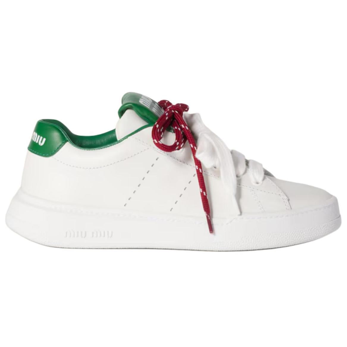 MIU MIU Low Top Skateboard Shoes Women's White Green