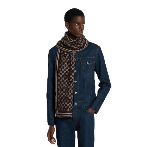 Gucci 25 GG Wool Jacquard Scarf 'Brown Beige' 836264-4G386-2079