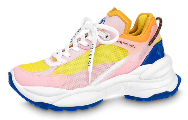 LOUIS VUITTON Run 55 Slip-Resistant Low-Top Sports Casual Shoes Women's Yellow Pink