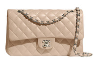 CHANEL Classic Flap CF Sheepskin Mouth Cover Bag Crossbody Bag Medium Size Women's Beige