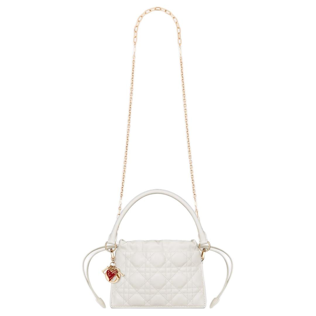 DIOR Lady Dior Sheepskin Shoulder Bag Crossbody Bag Handbag Mini Women's White