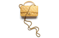 CHANEL WOC Sheepskin Handbag Shoulder Bag Crossbody Bag Women's Yellow