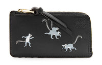 LOEWE Suna Fujita Collaboration Satin Cow Leather Card Holder Women's Black
