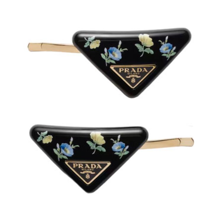 PRADA Floral print Hair Barrettes Set Of Two