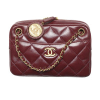 CHANEL Polished Lambskin Camera Bags Crossbody Bag Shoulder Bag Mini Women's Burgundy