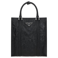 PRADA Sheepskin Paper Tote Bag Shopping Bag Crossbody One Shoulder Handbags Women's Black
