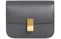 CELINE Classic Bo Polished Cow Leather Block Bag Shoulder Bag Crossbody Bag Medium Size Women's Dark Gray