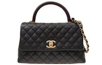 CHANEL COCO Handle Embossed Calfskin With Grains Chain Bag Handbag Shoulder Bag Crossbody Bag Women's Black