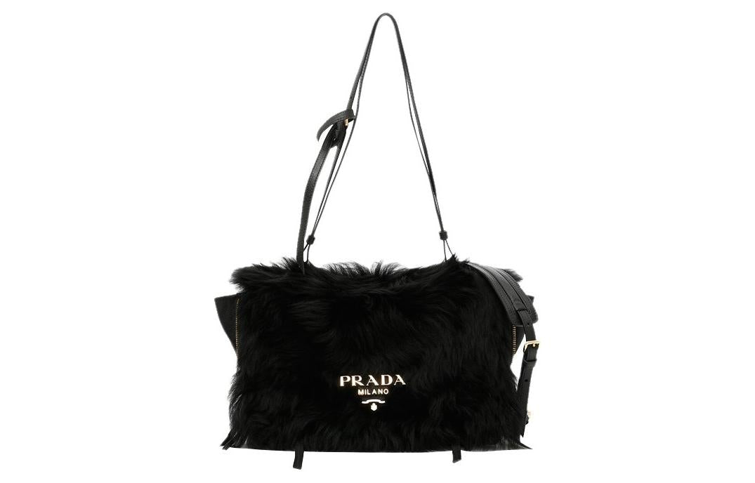 PRADA Leather Portable Crossbody Bag Shoulder Bag Women's Black
