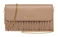 MIU MIU Nappa Leather Money Clip Crossbody Bag Shoulder Bag Women's Milk Tea Beige/Beige