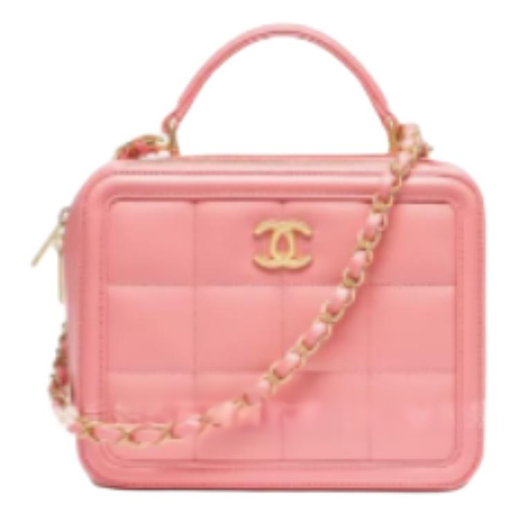 CHANEL Calfskin Shoulder Bag Crossbody Bag Handbag Women's Light Pink Red