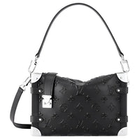 LOUIS VUITTON Monogram Debossed Calfskin Side Trunk Black