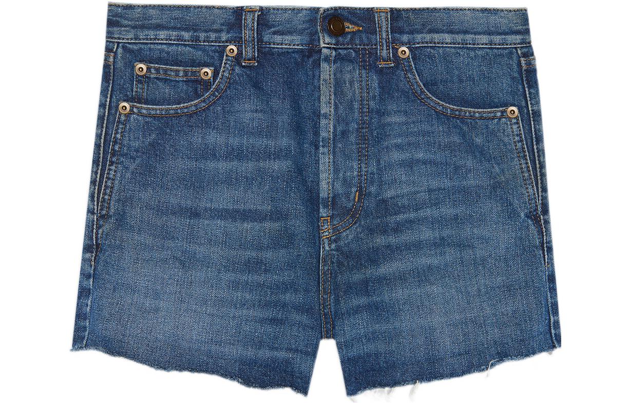SAINT LAURENT FW22 Denim Shorts Women's Ink Blue Washed