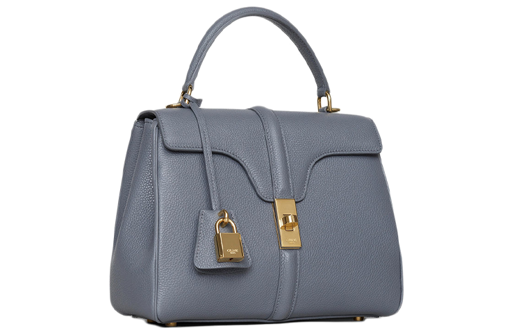 CELINE 16 Grained Calfskin Handbag Small Size Women's Medium Gray