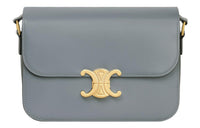 CELINE Triomphe Shiny Calfskin Shoulder Bag Portable Crossbody Bag Shoulder Bag Women's Blue Gray