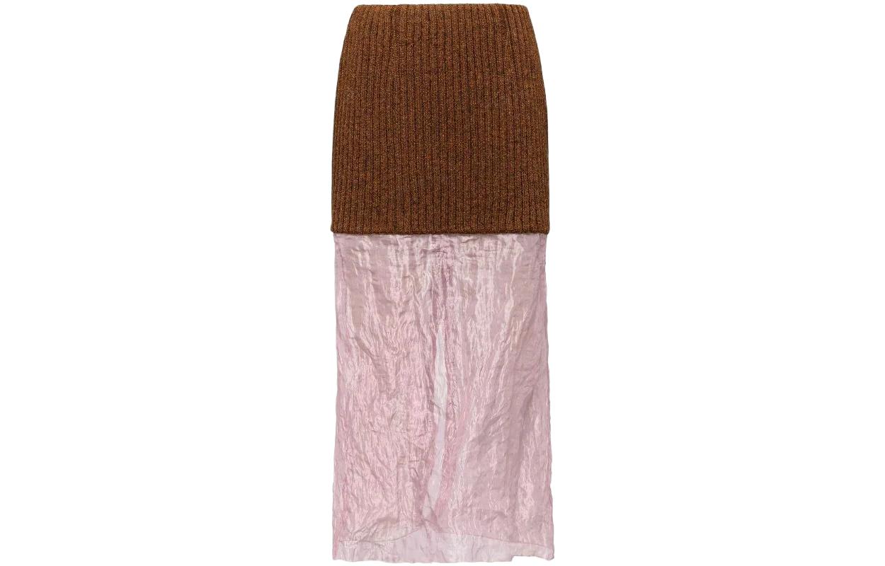 PRADA Casual Long Skirts Women's Brown Pink