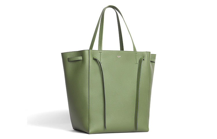 CELINE Grain Cow Leather Handbag Tote Bag Shoulder Bag Women's Light Khaki