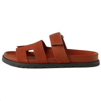 HERMES Chypre Slip Resistant Slide Slippers Women's Black Sugar Brown
