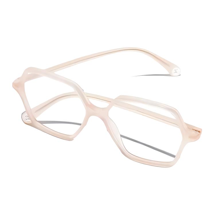 CHANEL Acetate Irregular Shape Eyeglass Frames Women's Pink