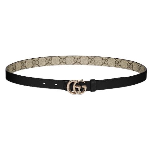 (WMNS) Gucci 25 Reversible GG Marmont Thin Belt 'Beige Black' 847132-FAFCN-9759