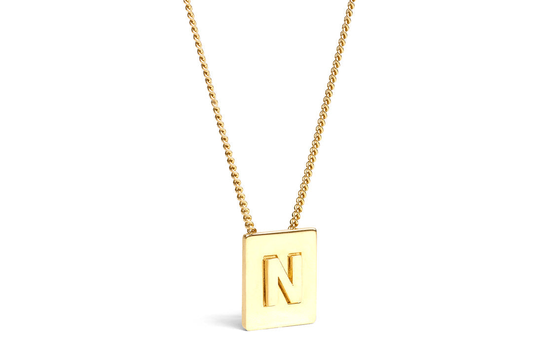 CELINE Alphabet N Necklace In Brass With Gold Finish