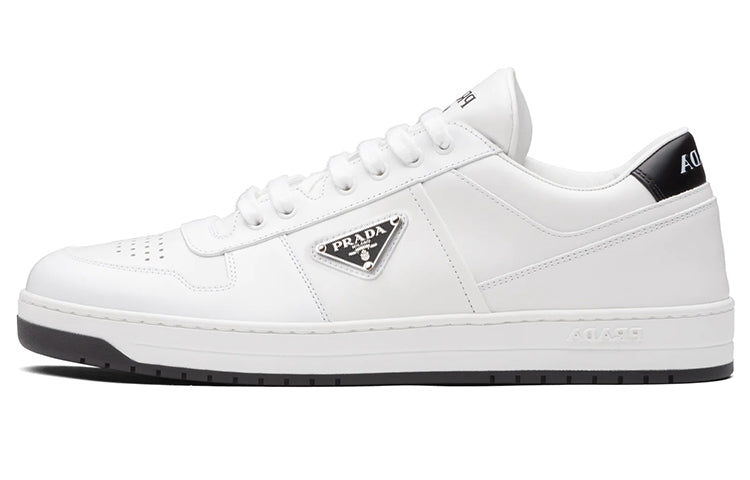 PRADA Downtown Low Top Sneakers Leather White White Black