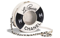 CHANEL Sheepskin Round Cake Bag Shoulder Bag Crossbody Bag Women's Black/White