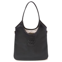 MIU MIU Ivy Leather Tote Bag, Shopping Bag, Shoulder Bag, Handbag Women's Black