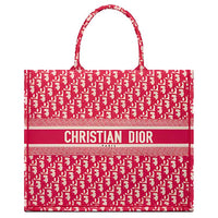 DIOR BookTote Embroidery Tote Bag Shopping Bag Handbag Women's Candy Color Cranberry Red