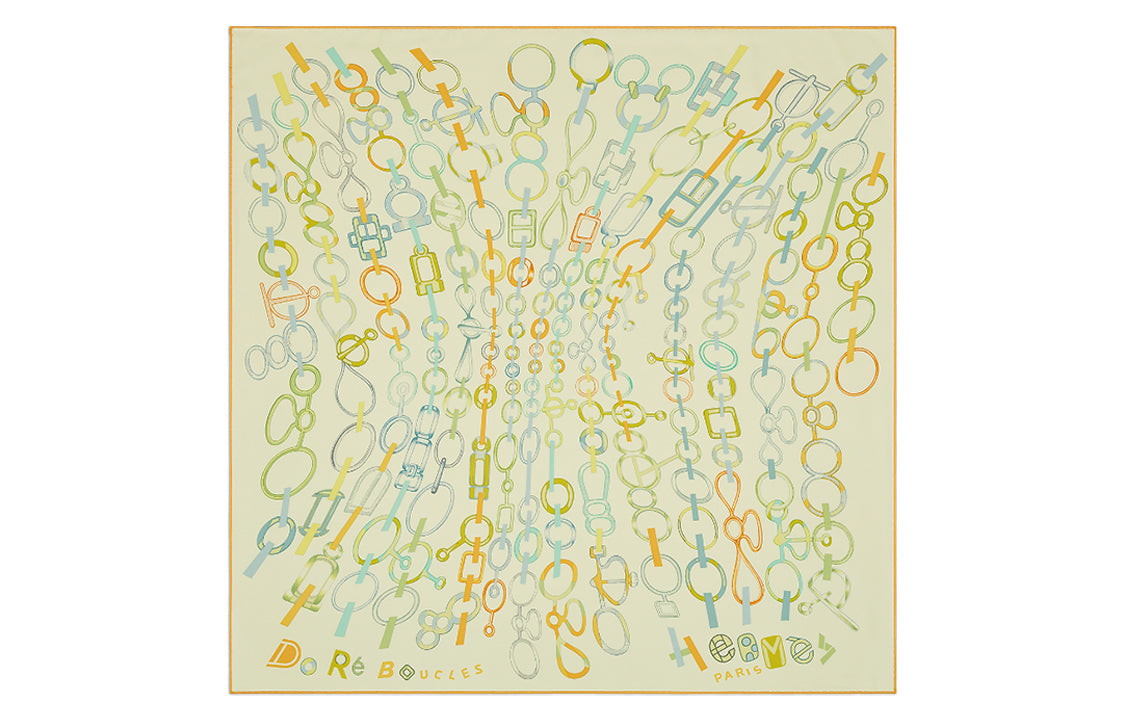 HERMES Silk Scarves Women's Light Green