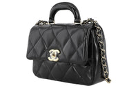 CHANEL Polished Lambskin Mouth Cover Bag Crossbody Bag Women's Black