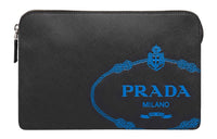 PRADA Cow Leather Clutch Men's Black
