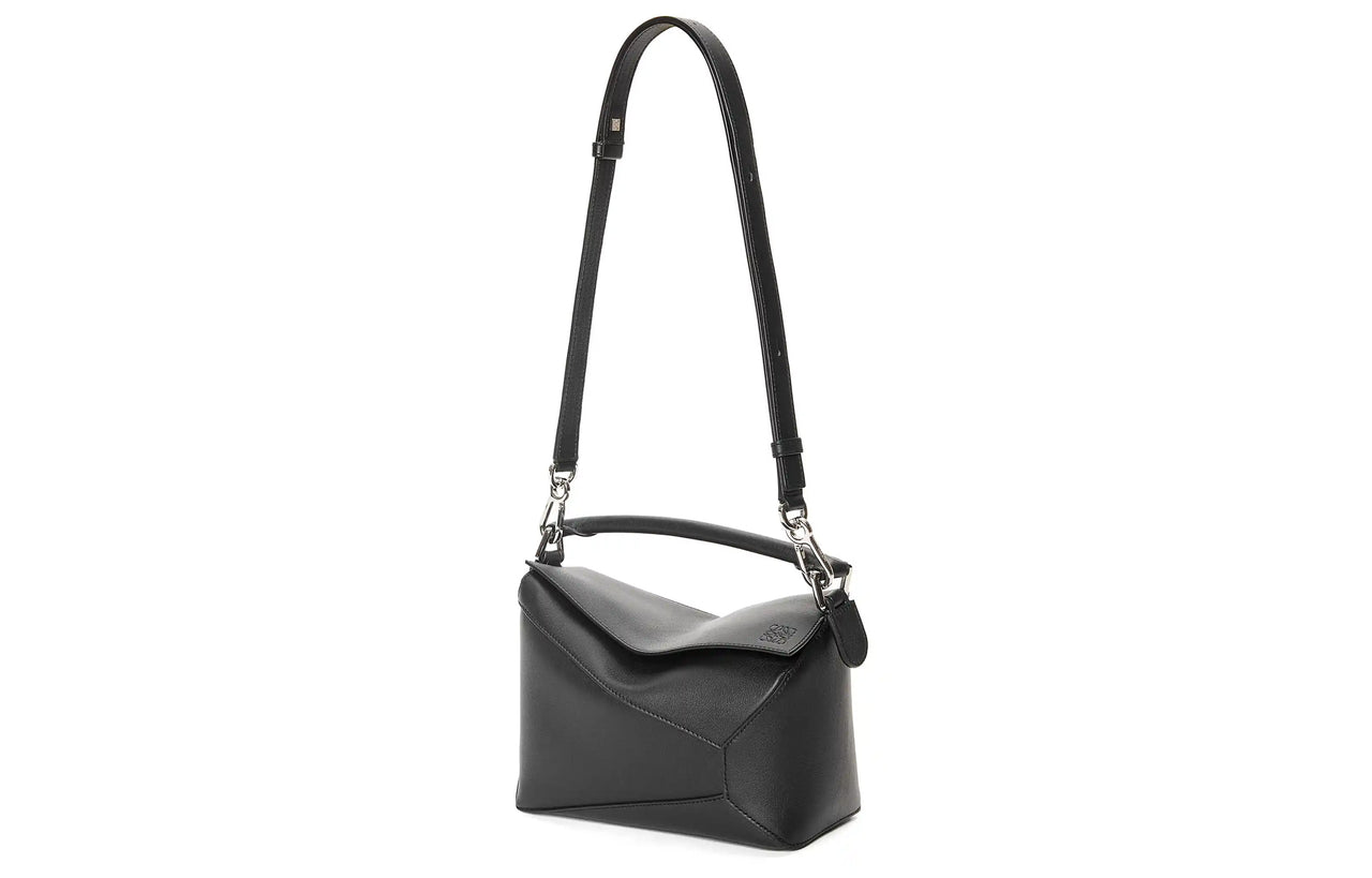 LOEWE Puzzle Cow Leather Handbag, Shoulder Bag, Crossbody Bag Trumpets Women's Black