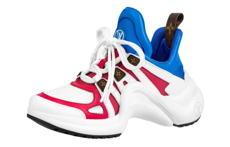 LOUIS VUITTON Anti-Slip And Wear-Resistant Breathable Low-Top Running Shoes Women's White Blue Red