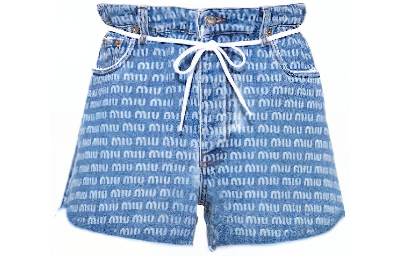 MIU MIU SS22 Denim Shorts Women's Blue