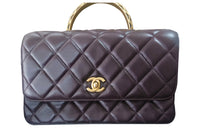CHANEL Lambskin Handbag, Shoulder Bag, Crossbody Bag Women's Dark Purple