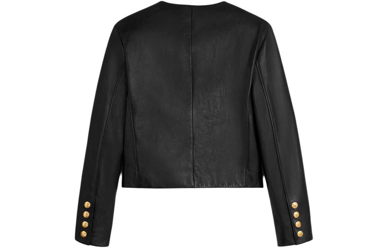 CELINE SS24 Leather Jacket Women's Black