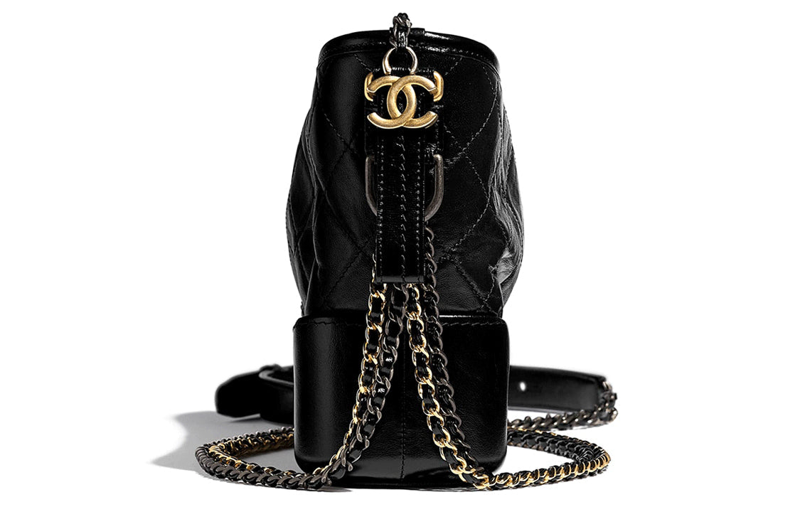 CHANEL Gabrielle Calfskin Shoulder Bag Crossbody Bag Medium Size Women's Black