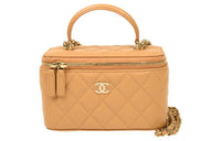 CHANEL Sheepskin Box Bag Handbag Shoulder Bag Crossbody Bag Women's Yellow