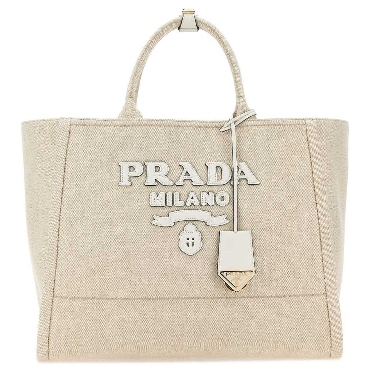 PRADA Canvas Tote Bag, Shopping Bag, Canvas Bag, Handbag Women's Sand
