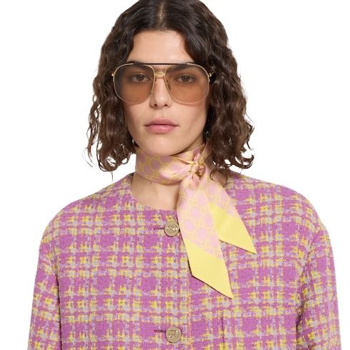 (WMNS) Gucci 26 GG Silk Twill Ribbon 'Pink Yellow' 855289-3G001-5875