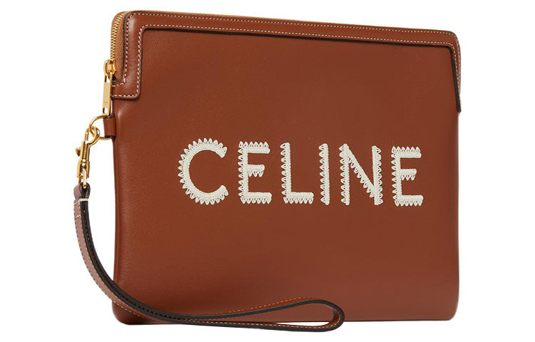 CELINE Smooth Calf Leather Clutch Trumpets Women's Brown