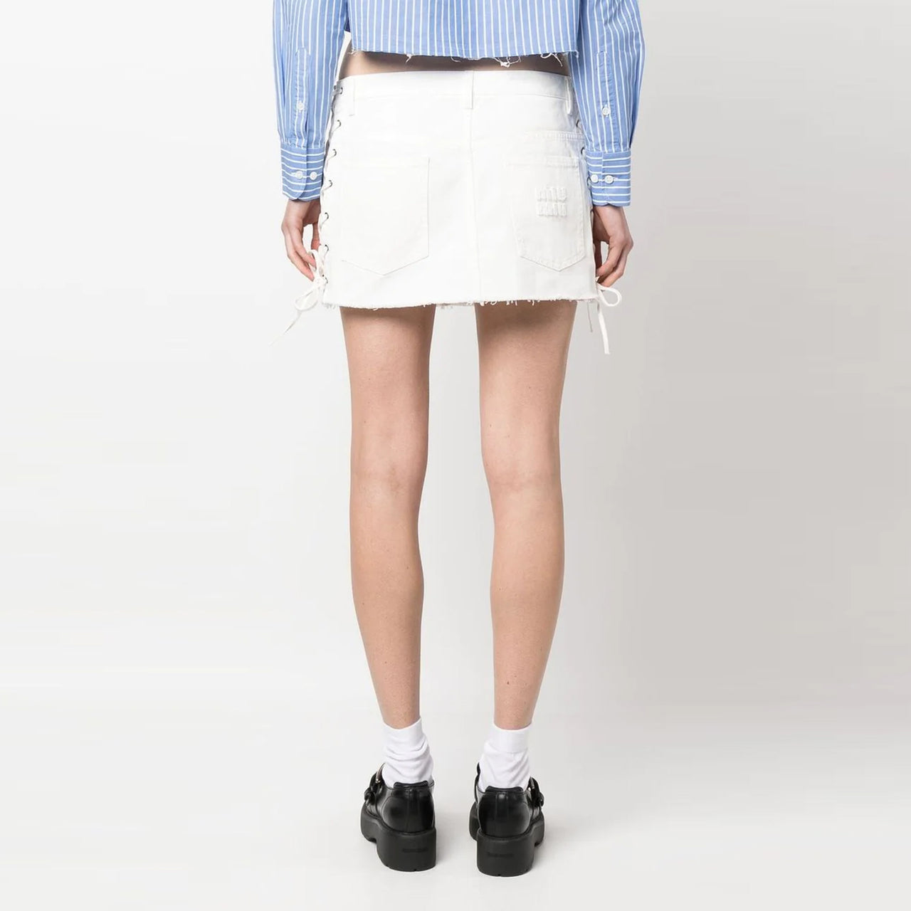 MIU MIU Denim Short Skirts Women's White