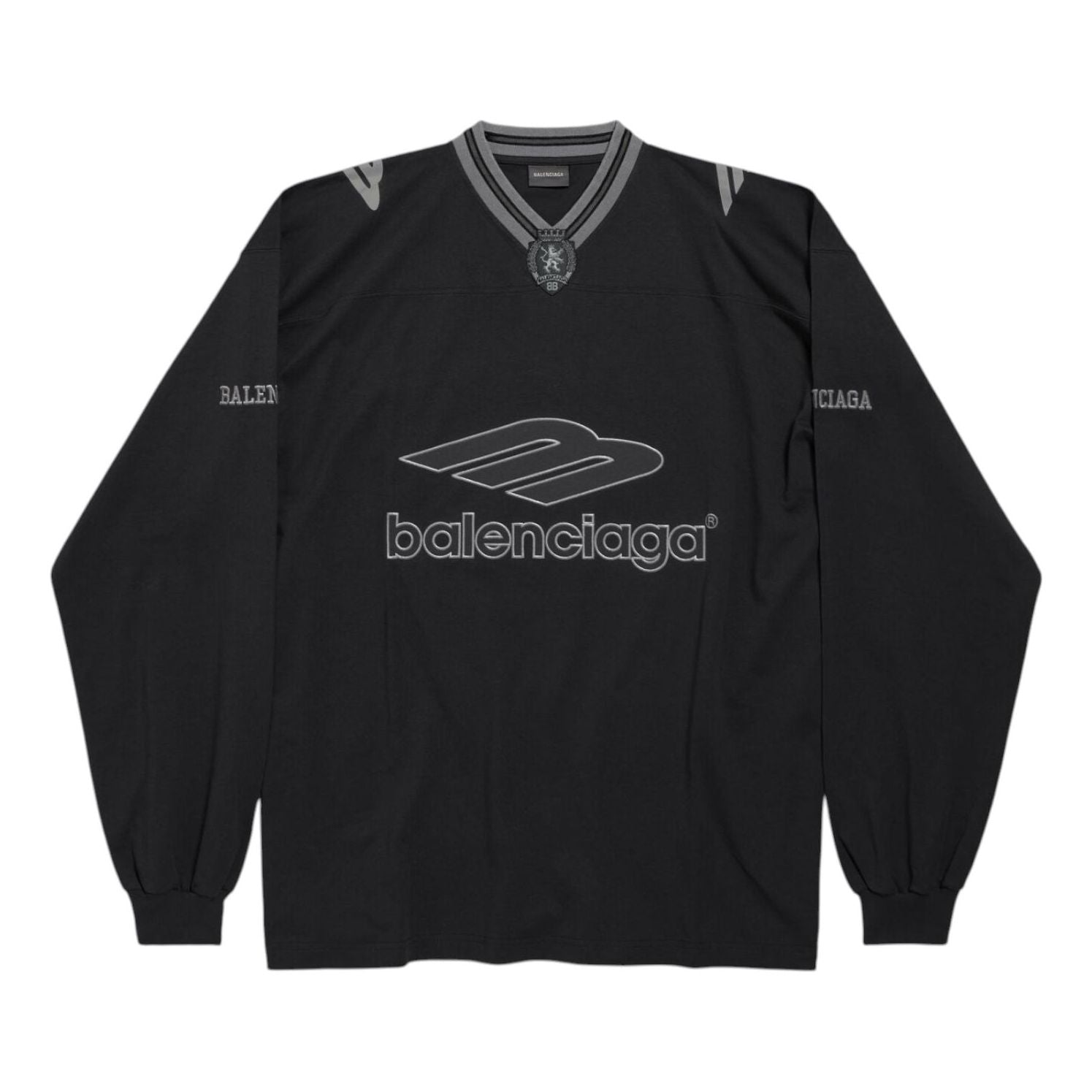 Balenciaga 3B Football Long Sleeve V-neck T-shirt 'Black Anthracite' 857085TTVQ61066