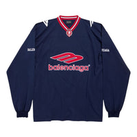 Balenciaga 3B Football Long Sleeve V-neck T-shirt 'Dark Navy Red' 857085TTVQ64030