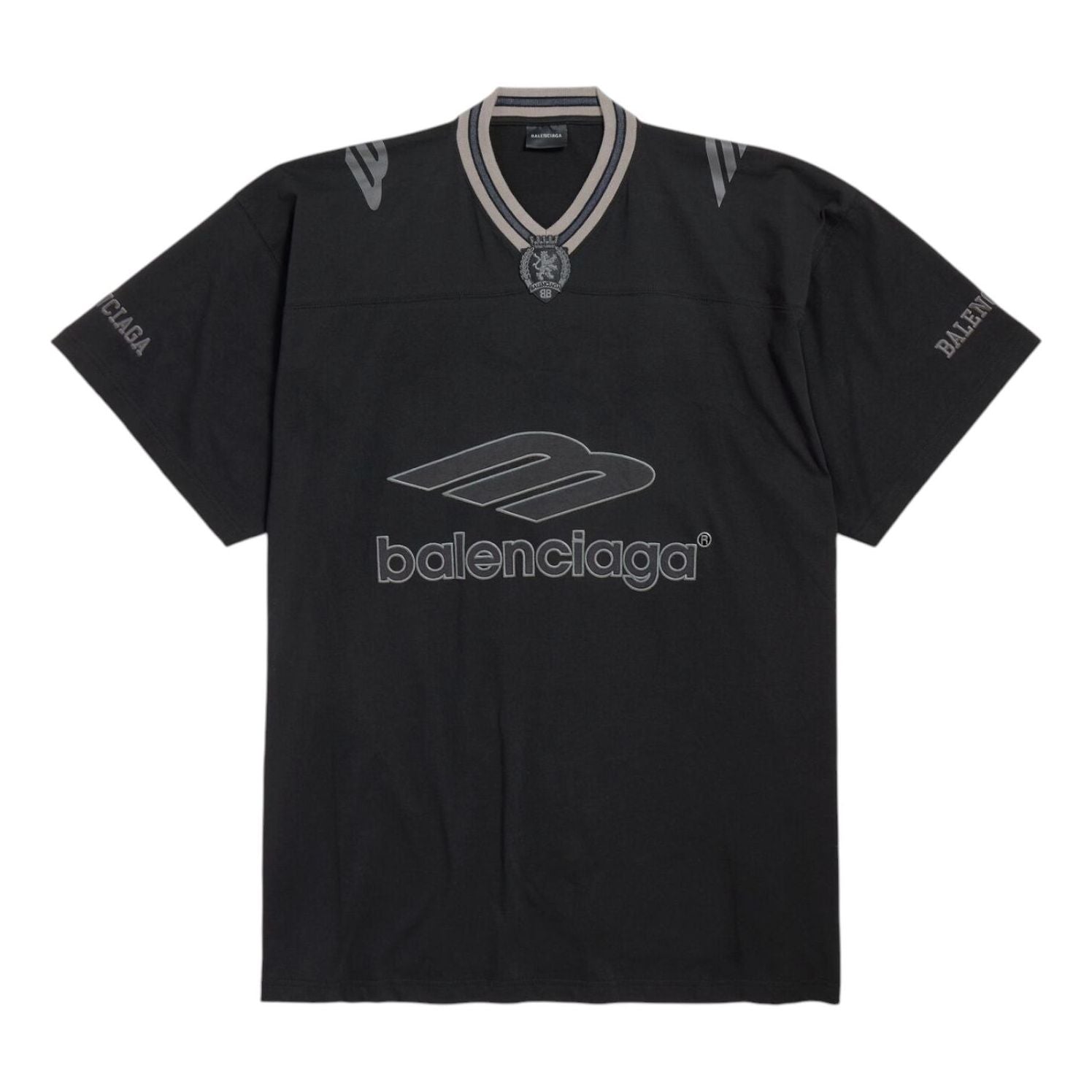Balenciaga 3B Football V-neck T-shirt Oversized 'Black' 857086TTVQ61066